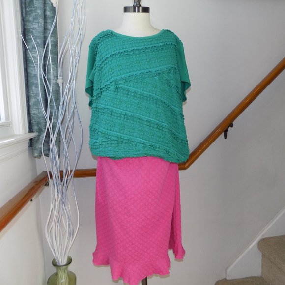 Vintage 100% Cotton Pink Textured Skirt Plus Size 18W - Picture 4 of 4